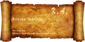 Korda Adrián névjegykártya